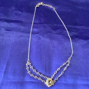 Vintage Rhinestone Necklace Emerald Dangle Bridal Prom